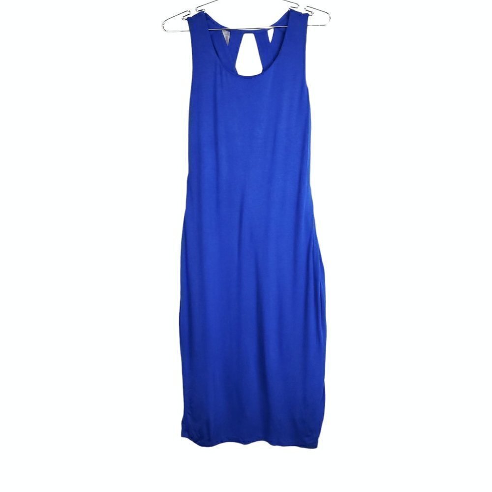 Venus Sleeveless Royal Blue Crisscross Back Bodycon Dress
